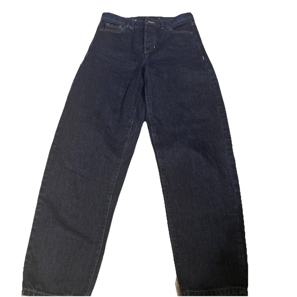Banana Republic Ultra High Rise Barrel Leg Jean Dark Wash‎ Button Fly SZ 26 NWOT